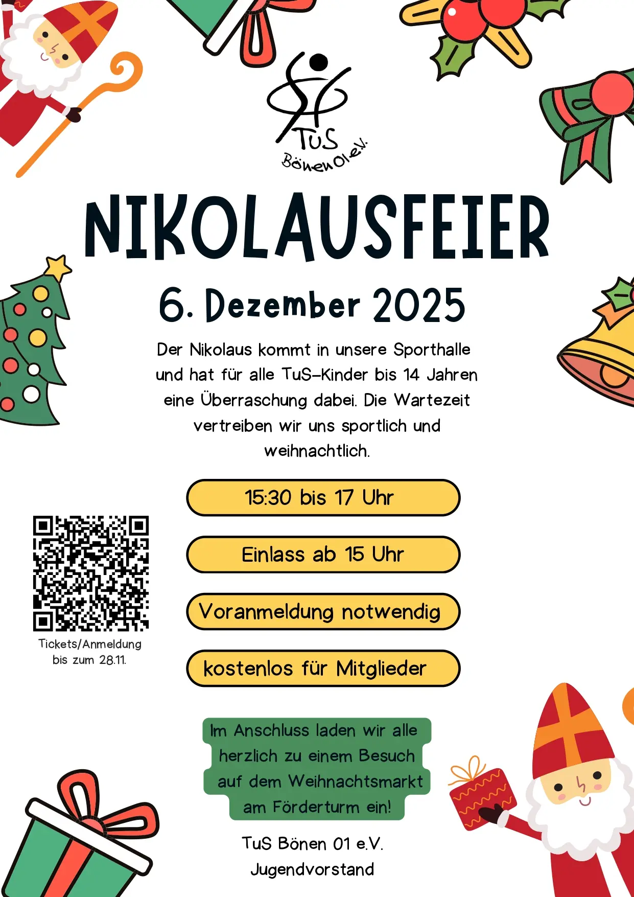Nikolausfeier_page-0001 Plakat zur Nikolausfeier am 6. Dezember 2025 mit Informationen zur Veranstaltung.